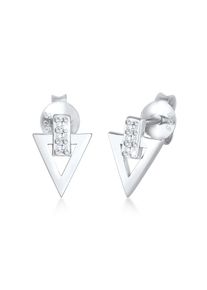 Elli Damen Paar Ohrstecker "Stecker Dreieck Zirkonia 925 Silber", OneSize,mit Steinen, Silber 925 (Sterlingsilber), silber, Silber 925