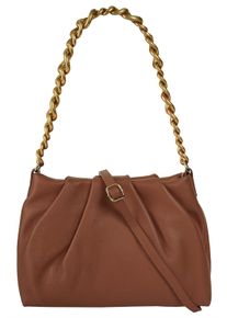Samantha Look Damen Umhängetasche, braun, Leder, unifarben, leicht glänzend, Taschen, echt Leder, Made in Italy