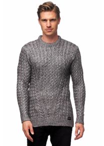 Rusty Neal Herren Strickpullover, grau, casual, Gr. XXL, unifarben, 65% Polyacryl, 25% Baumwolle, 10% Wolle, Pullover, mit trendigem Zopfmuster