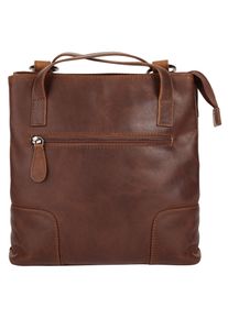 CLUTY Cityrucksack, braun, Rindsleder, Leder, Retro, casual, Rucksäcke, echt Leder