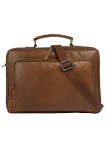 Sansibar Damen Aktentasche, braun, Leder, unifarben, leicht glänzend, Taschen, echt Leder