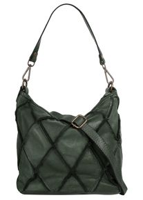 Samantha Look Damen Henkeltasche, grün, Leder, unifarben, leicht glänzend, Taschen, echt Leder, Made in Italy