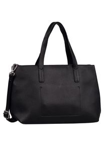 Tom Tailor Damen Shopper "Marla", schwarz, Polyurethan, Polyurethan (PU), clean, gepflegt, unifarben, kontrastfarbene Details, Taschen, aus fein