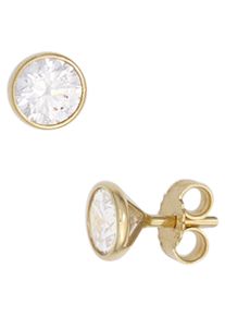 Jobo Damen Paar Ohrstecker, Gelbgold 333, gold, Gelbgold 333, Ohrringe, rund 333 Gold mit Zirkonia