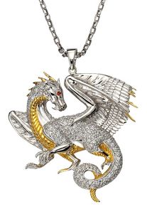 Firetti Damen Ketten-Anhänger "Schmuck Geschenk Silber 925 Halsschmuck Anhänger Drache", Silber 925 (Sterlingsilber), 11,5 g, gold, Silber 925
