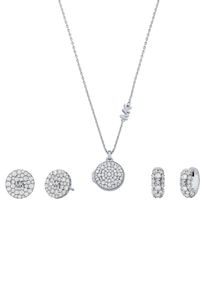 Michael Kors Damen Ohrring und Ketten Set "PREMIUM, LOCKET, MKC1700SET", bunt, Silber 925 (Sterlingsilber), Schmuck-Sets, mit Zirkonia (synth.)