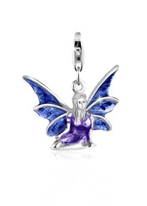 NENALINA Damen Charm-Einhänger "Elfe Emaille Fabel Märchen Lila Blau 925 Silber", ohne Stein, silber, Silber 925 (Sterlingsilber), Charms
