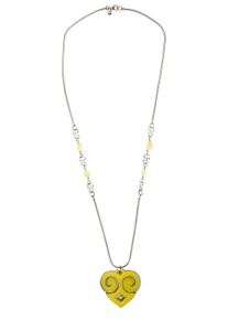 Damen Lange Kette "Utah", gelb, Basic, Collezione Alessandro, Metall, Halsketten, Herzanhänger mit Kunstharzeinlage
