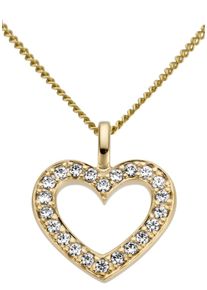 Firetti Damen Ketten-Anhänger "Schmuck Geschenk Gold 585 Halsschmuck Anhänger für Halskette Herz", 0,15 ct P2 = erkennbare Einschlüsse, Weißgold