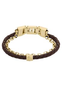 Fossil Armband "HARLOW LINEAR, JF04556040, JF04555710", Edelstahl-Leder, braun, Edelstahl, Leder, Armbänder