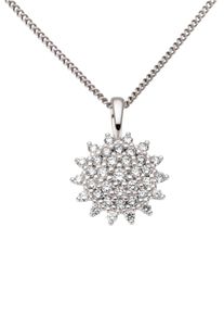 Firetti Damen Ketten-Anhänger "Schmuck Geschenk Gold 585 Halsschmuck Anhänger für Halskette Blume", 0,28 ct P2 = erkennbare Einschlüsse, Weißgold