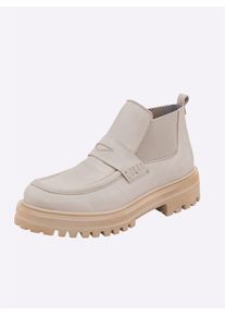 Heine Damen Stiefelette, Gr. 39, beige, Leder, Glattleder, modisch, Schuhe
