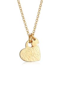 Elli Damen Kette mit Anhänger "Herzen Love Liebe Organic Look 925 Silber", 45, ohne Stein, Silber 925 (Sterlingsilber), L: 45cm, gold, Silber 925