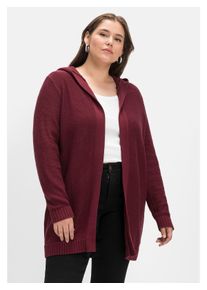 sheego Damen Longstrickjacke "Große Größen", rot, casual, Gr. 44, Obermaterial: 50% Baumwolle, 50% Polyacryl, Strickjacken, mit Kapuze, im Linksstrick