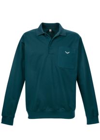 TRIGEMA Herren Sweatshirt "TRIGEMA Langarm Polo aus Sweat-Qualität", blau, Basic, Gr. XXL, 70% Baumwolle, 30% Polyester, Sweatshirts