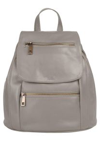 Samantha Look Cityrucksack, grau, Rindsleder, Leder, beschichtet, leicht glänzend, klassisch, Rucksäcke, echt Leder, Made in Italy