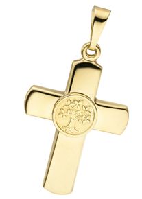 Jobo Damen Kreuz-Anhänger "Anhänger Kreuz mit Lebensbaum", Gelbgold 333, gold, Gelbgold 333, Schmuckanhänger, 333 Gold