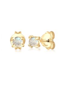 Elli Damen Paar Ohrstecker "Ohrstecker Labradorit Edelstein Trend 925 Silber", OneSize,mit Steinen, Silber 925 (Sterlingsilber), gold, Silber 925