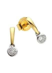 Diamonds by Ellen K. Damen Paar Ohrstecker "375 Gold zweifarbig 2x Brillant 0,03ct.", ONE-SIZE, 0,03 ct P1 = bei 10-facher Vergrößerung erkennbare Einschlüsse, Gold,