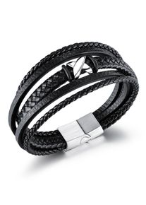 Firetti Herren Armband "Schmuck Geschenk Armschmuck Armkette Kreuz", Edelstahl-Lederimitat-Kautschuk, schwarz, Edelstahl, Lederimitat, Kautschuk,