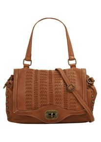 Samantha Look Damen Henkeltasche, braun, Leder, Taschen, echt Leder, Made in Italy