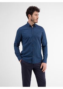 Lerros Herren Langarmhemd "Lerros Poplinhemd mit AOP, Stretchanteil", blau, Gr. S, 97% Baumwolle; 3% Elasthan, Hemden
