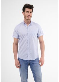 Lerros Herren Kurzarmhemd "Lerros Kurzarmhemd, geometrisch gemustert", blau, Gr. S, 100% Baumwolle, Hemden