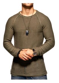 2Y Premium Herren Strickpullover "JOSCHUA", grün, casual, Gr. S, unifarben, 50% Baumwolle, 50% Polyacryl, Pullover, mit Destroyed-Elementen