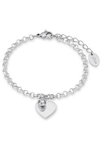 s.Oliver Damen Armband "9023998, Herz", Edelstahl, silber, Edelstahl, Armbänder, mit Zirkonia (synth.)