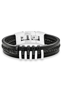 s.Oliver Herren Lederarmband "SO1380/1 540643", Leder-Edelstahl, silber, Leder, Edelstahl, Armbänder