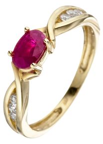 Jobo Damen Goldring, 58, Gelbgold 333, gold, Gelbgold 333, Fingerringe, 333 Gold mit Rubin und Zirkonia