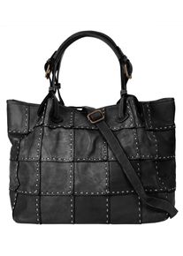 Samantha Look Damen Shopper, schwarz, Leder, unifarben, leicht glänzend, Taschen, echt Leder, Made in Italy