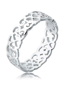 Elli Damen Fingerring "Herz Kleeblatt Ornament Cut Out 925 Silber", 54mm, ohne Stein, Silber 925 (Sterlingsilber), 5mm, silber, Silber 925