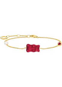 Thomas Sabo Damen Armband "Thomas Sabo x HARIBO Schmuck: Armband mit Goldbär", 19, Silber 925 (Sterlingsilber)-Perlen, rot, Silber 925