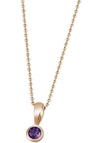Firetti Damen Kette mit Anhänger "Schmuck Geschenk Gold 375 Gold 585 Halsschmuck Halskette Solitär", Roségold 585, L: 45cm B: 1mm, lila, Rosu00e9gold