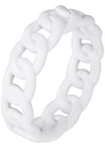 Firetti Damen Fingerring "Schmuck Geschenk Edelstahl Ring Damenring Herrenring Panzerkette Color", 56, Edelstahl, 6,7mm, weiß, Edelstahl, Fingerringe
