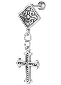 Firetti Damen Single-Ohrstecker "Schmuck Geschenk Ohrschmuck einzeln Kreuz", Edelstahl, silber, Edelstahl, Ohrringe, mit Zirkonia (synth.)