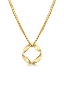 Elli Premium Damen Kette mit Anhänger "Kreis Design Twisted Gedreht 585 Gelbgold", 45, ohne Stein, Gelbgold 585, L: 45cm, gold, Gelbgold 585,