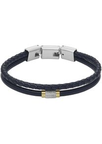 Fossil Armband "JEWELRY JF04702040, JF04703998", Leder-Edelstahl, blau, Leder, Edelstahl, Armbänder