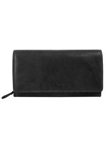 CLUTY Geldbörse, schwarz, Leder, unifarben, casual, Kleinlederwaren, echt Leder