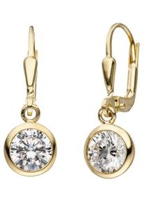 Jobo Damen Paar Ohrhänger, Silber 925 (Sterlingsilber), gold, Silber 925 (Sterlingsilber), Ohrringe, 925 Silber vergoldet mit Zirkonia