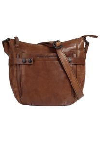 SPIKES & SPARROW Damen Umhängetasche, SPIKES & SPARROW, braun, Leder, unifarben, leicht glänzend, Taschen, echt Leder