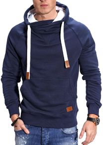 behype Herren Kapuzensweatshirt "JULES", blau, Gr. S, unifarben, 70% Baumwolle, 30% Polyester, Sweatshirts, mit hohem Kragen