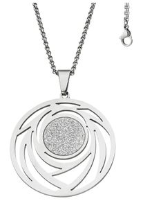 Jobo Damen Kette mit Anhänger, Edelstahl, L: 80cm, silber, Edelstahl, Halsketten, rund Edelstahl 80 cm