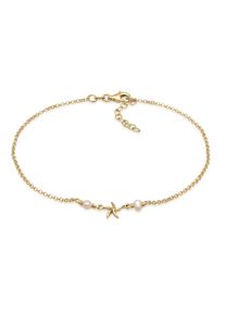 Elli Damen Fußkette "Seestern Süßwasserperle Mode 925er Silber", 22cm, Silber 925 (Sterlingsilber), gold, Silber 925 (Sterlingsilber), Fußkettchen