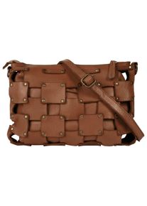 Samantha Look Damen Umhängetasche, braun, Leder, unifarben, leicht glänzend, Taschen, echt Leder, Made in Italy