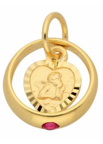 Adelia´s ADELIA ́S Damen Ketten-Anhänger "333 Gold Anhänger Taufring mit Rubin Ø 10,6 mm", Gelbgold 333, rot, Gelbgold 333, Schmuckanhänger, 333 Gold mit Rubin