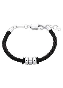 s.Oliver JUNIOR Mädchen Armband "2035804", Edelstahl-Leder, schwarz, Edelstahl, Leder, Armbänder