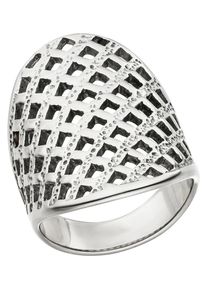 Jobo Damen Fingerring "breit", 60, Edelstahl, silber, Edelstahl, Fingerringe, Edelstahl mit Gitter-Struktur