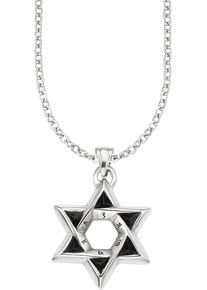 Bruno Banani Damen Kette mit Anhänger "Schmuck Geschenk Ankerkette Hexagramm, B4122N/20/00/50", Edelstahl, L: 50cm B: 2,6mm, schwarz, Edelstahl,